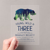 Jong, Wild en Drie | 3e verjaardag Acryl Uitnodigingen (Insitu (Draagbaar))