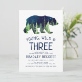 Jong, Wild en Drie | 3e verjaardag Kaart (Staand voorkant)