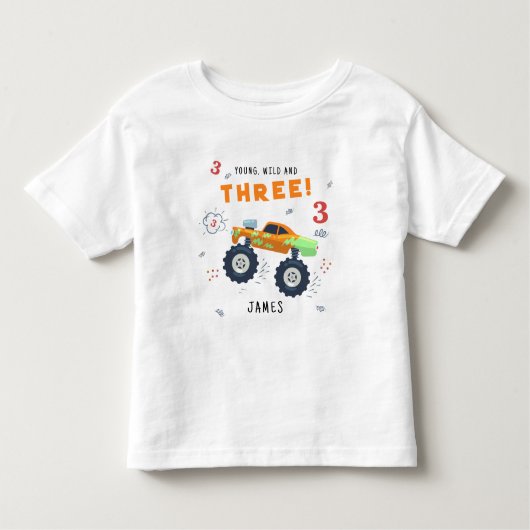 Jong Wild En Drie 3e Verjaardag Kinderen Monster A Kinder Shirts (Voorkant)