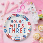 Jong Wild en Drie 4 juli 3 Verjaardag Papieren Bordje (Feest)
