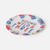 Jong Wild en Drie 4 juli 3 Verjaardag Papieren Bordje (Gekanteld)