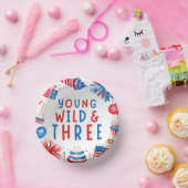 Jong Wild en Drie 4 juli 3 Verjaardag Papieren Kommen (Feest)