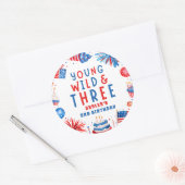 Jong Wild en Drie 4 juli 3 Verjaardag Ronde Sticker (Envelop)