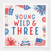 Jong Wild en Drie 4 juli 3 Verjaardag Servet (Voorkant)