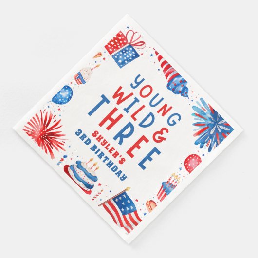 Jong Wild en Drie 4 juli 3 Verjaardag Servet (Hoek)