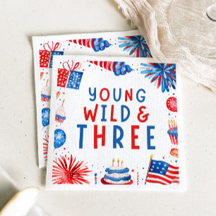Jong Wild en Drie 4 juli 3 Verjaardag Servet