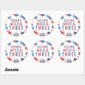 Jong Wild en Drie 4 juli 3de verjaardag Ronde Sticker (Vel)