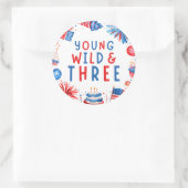Jong Wild en Drie 4 juli 3de verjaardag Ronde Sticker (Tas)