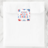 Jong Wild en Drie 4 juli 3de verjaardag Vierkante Sticker (Tas)