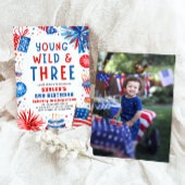 Jong Wild en Drie 4th Juli 3rd Verjaardagsfeest Kaart