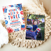 Jong Wild en Drie 4th Juli 3rd Verjaardagsfeest Kaart