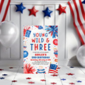 Jong Wild en Drie 4th Juli 3rd Verjaardagsfeest Kaart