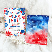 Jong Wild en Drie 4th Juli 3rd Verjaardagsfeest Kaart