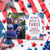 Jong Wild en Drie 4th Juli 3rd Verjaardagsfeest Kaart