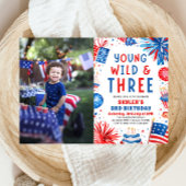 Jong Wild en Drie 4th Juli 3rd Verjaardagsfeest Kaart