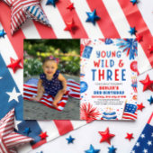 Jong Wild en Drie 4th Juli 3rd Verjaardagsfeest Kaart