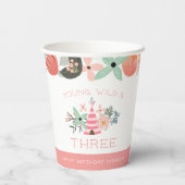 Jong, Wild en Drie Aangepaste Eerste Dag Papieren Bekers (Achterkant)