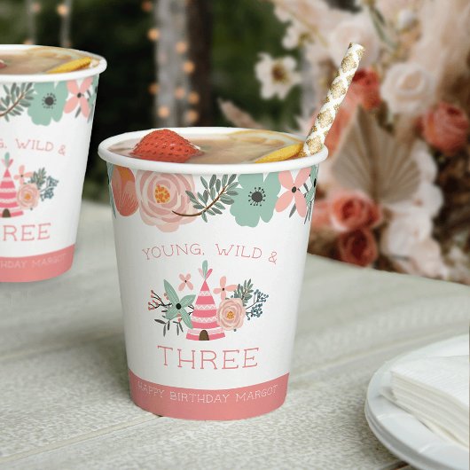 Jong, Wild en Drie Aangepaste Eerste Dag Papieren Bekers