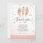 Jong wild en drie Bedankkaart Veren Boho (Voorkant)