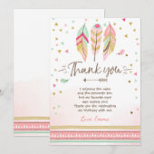 Jong wild en drie Bedankkaart Veren Boho (Voorkant / Achterkant)