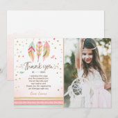 Jong wild en drie Bedankkaart Veren Boho Kaart (Voorkant / Achterkant)