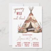 Jong, wild en drie! Boho TeePee verjaardagsfeestje Kaart (Voorkant)