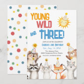 Jong Wild en Drie Dierentuin Dieren Kaart (Voorkant / Achterkant)