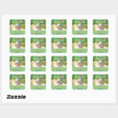 Jong Wild en Drie Foto 3e Verjaardag Vierkante Sticker (Vel)