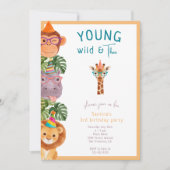 Jong Wild En Drie Grappige Dieren 3e Verjaardag Kaart (Voorkant)