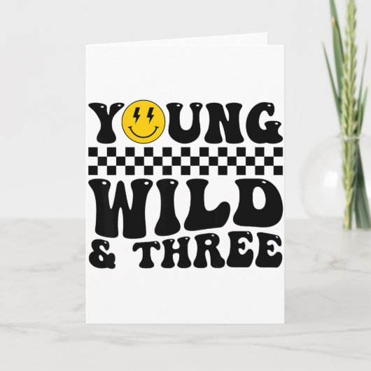Jong Wild En Drie Groovy Retro 3 Jaar Oud Kind Kaart (Voorkant)