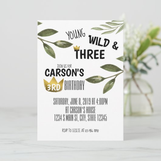 Jong wild en drie jaar oud kaart (Staand voorkant)