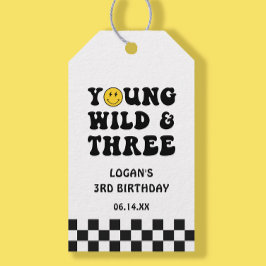 Jong, wild en drie jongen 3e verjaardagscadeautag cadeaulabel