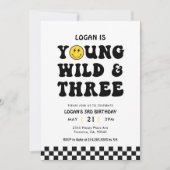 Jong Wild en Drie Jongen 3e Verjaardagsfeestje Kaart (Voorkant)