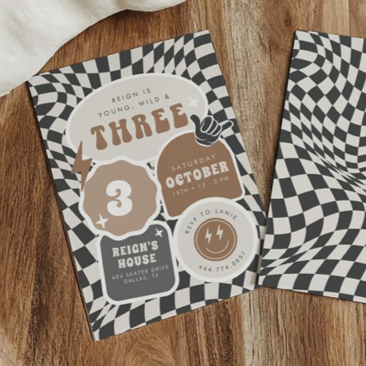 Jong, wild en drie | Jongens 3e Retro Verjaardag Kaart