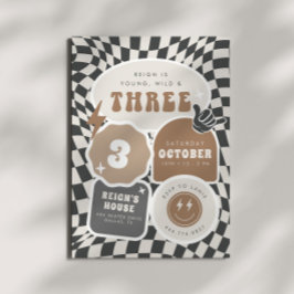 Jong, wild en drie | Jongens 3e Retro Verjaardag Kaart