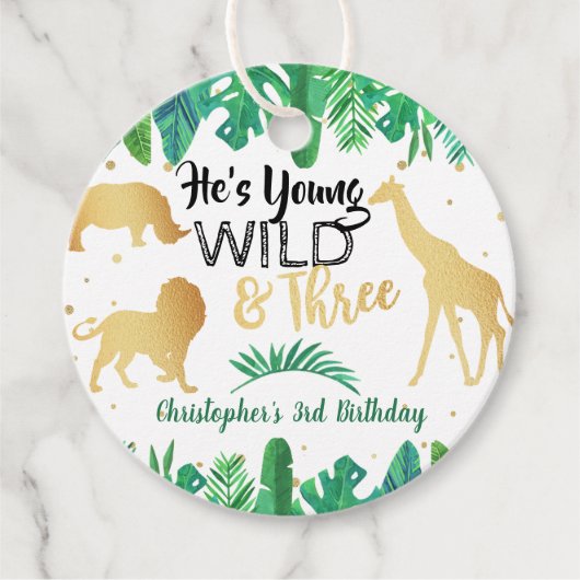 Jong Wild en Drie jongens Derde verjaardag Bedankjes Labels (Voorkant)