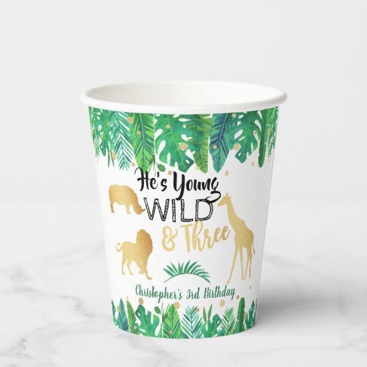 Jong Wild en Drie jongens Derde verjaardag Papieren Bekers (Achterkant)