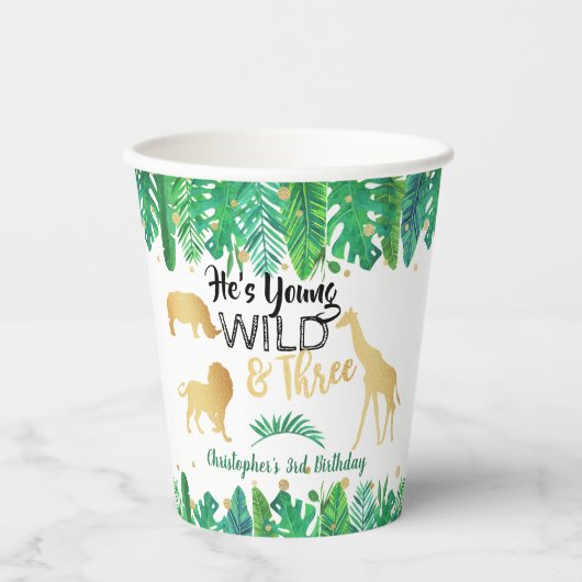Jong Wild en Drie jongens Derde verjaardag Papieren Bekers (Voorkant)