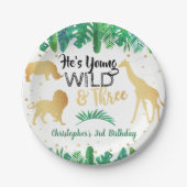 Jong Wild en Drie jongens Derde verjaardag Papieren Bordje (Voorkant)