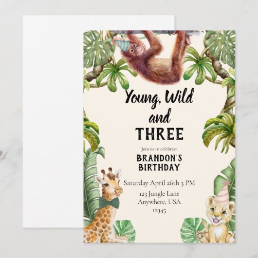 Jong, wild en drie kaart (Voorkant / Achterkant)