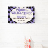 Jong Wild en Drie Lavendel Retro 3e Verjaardag Spandoek (Insitu)
