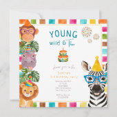 Jong Wild En Drie Leuke Dieren 3e Verjaardag Kaart (Voorkant)