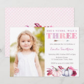 Jong, Wild en Drie, Pompoen 3e Verjaardagsfeestje Kaart (Voorkant / Achterkant)