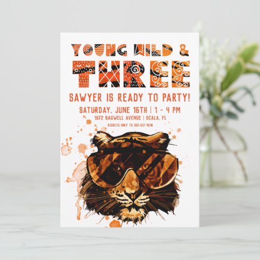 Jong, Wild en Drie | Punk tijger Kaart (Staand voorkant)