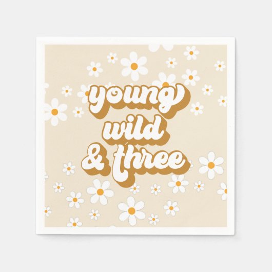 Jong Wild en Drie Retro Daisy 3e Verjaardag Servet (Voorkant)