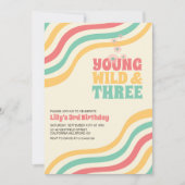 Jong wild en drie retro groovy 3e verjaardag kaart (Voorkant)
