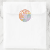 Jong Wild en Drie Retro Regenboog Ronde Sticker (Tas)