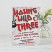 Jong Wild en Drie Rock Uitnodiging (Staand voorkant)