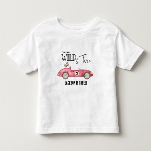 Jong wild en DRIÉ rode raceauto 3e verjaardag Kinder Shirts (Voorkant)
