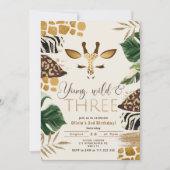 Jong wild en Drie Safari 3e verjaardag Kaart (Voorkant)